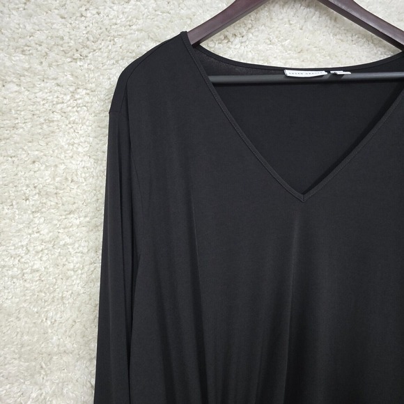 Susan Graver Top Womens 5X Black 3/4 Sleeve Liquid Knit‎ Stretch Minimalist - Picture 3 of 10